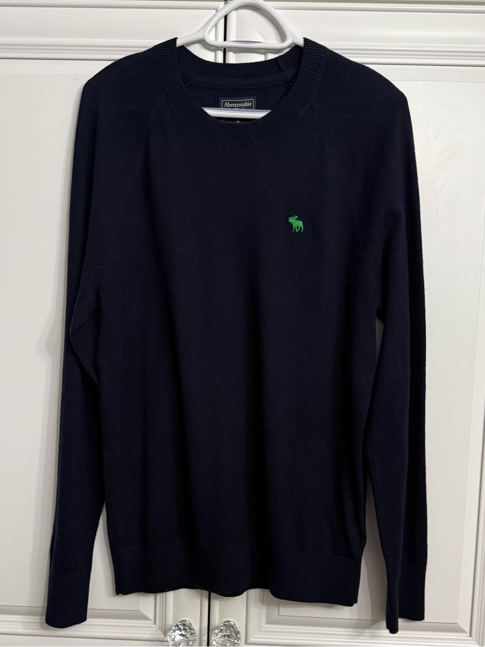 NWT Abercrombie & Fitch Men's Navy Crewneck Wool Blend Sweater Lightweight Sz M